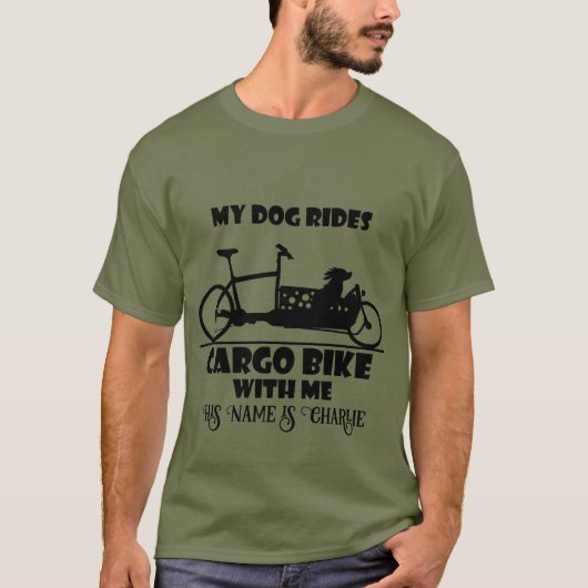 Lastenfahrrad, Cargo bike, Hund mit Name, T-Shirt (Vorderseite)