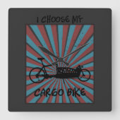 Lastenrad im Auge mit Strahlen und Spruch Quadratische Wanduhr (Vorderseite)