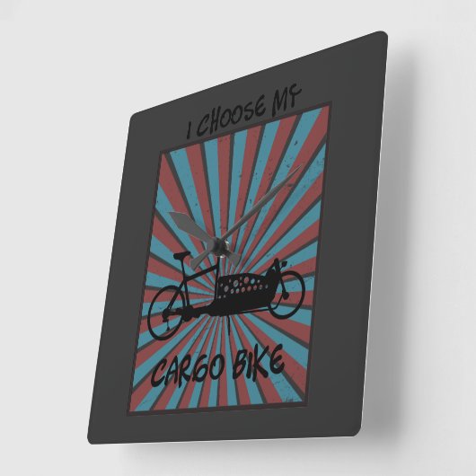 Lastenrad im Auge mit Strahlen und Spruch Quadratische Wanduhr (Winkel)