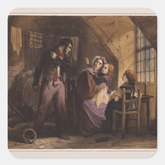 Laster und Vorzug: Elend Quadratischer Aufkleber (Vorderseite)