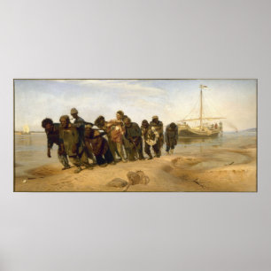 Lastkahn-Schlepper auf dem Volga Poster