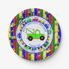 Lastkraftwagen, Autos, Traktoren und Verkehrszeich Pappteller