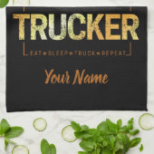 Lastkraftwagen, der Geboren als Lastwagenfahrer Vi Geschirrtuch (Gefaltet)