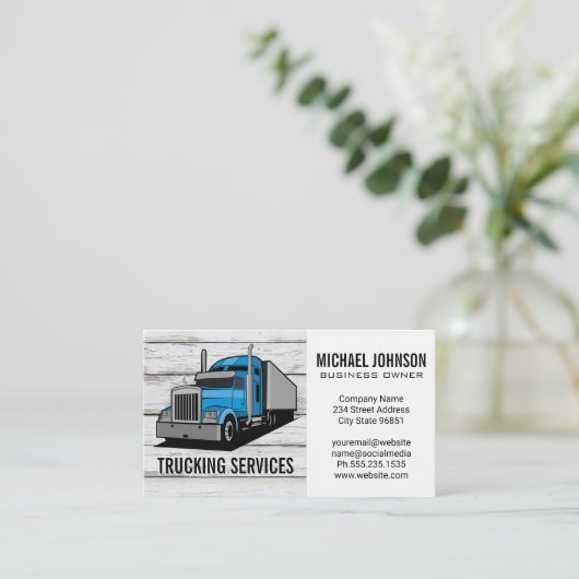 Lastkraftwagen | Semi Truck | Konstruktion Visitenkarte (Stehend Vorderseite)