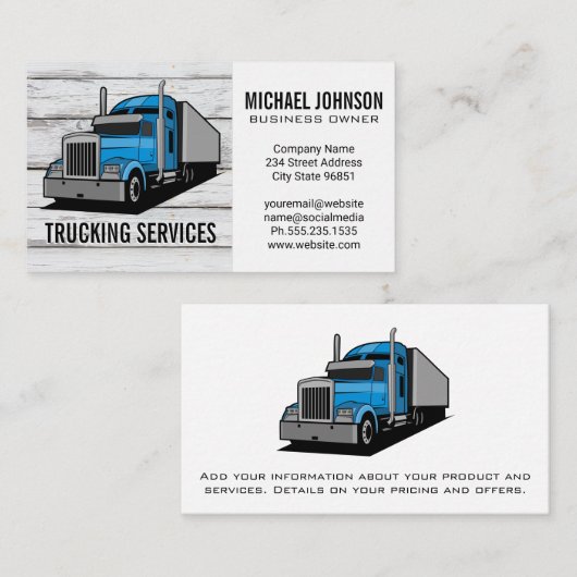 Lastkraftwagen | Semi Truck | Konstruktion Visitenkarte (Vorne/Hinten)