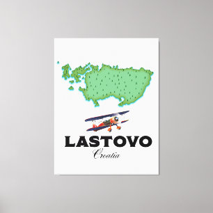 Lastovo Kroatien Karte Reiseplakat. Leinwanddruck