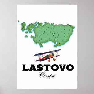 Lastovo Kroatien Karte Reiseplakat. Poster