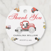 Lastwagen Baby im Bau Babydusche Geschenkanhänger (Vorderseite)