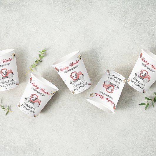 Lastwagen Baby im Bau Babydusche Pappbecher