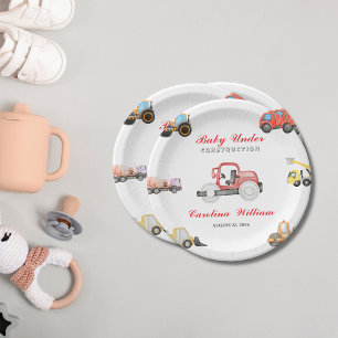 Lastwagen Baby im Bau Babydusche Pappteller