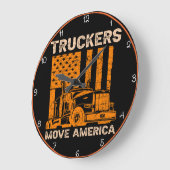 Lastwagen bewegen Amerika: Orange Pride Große Wanduhr (Winkel)