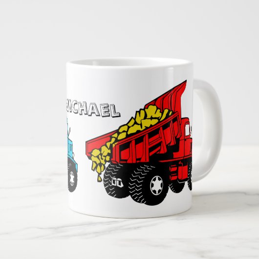 Lastwagen für Kinder| Personalisierte Bezeichnung Jumbo-Tasse (Vorderseite Rechts)
