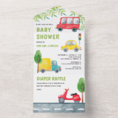 Lastwagen Scooter Transport Baby Dusche All In One Einladung (Innen Boden)