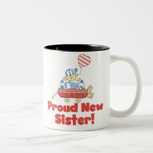 Lastwagen-stolze neue Schwester ist es ein Junge Zweifarbige Tasse (Rechts)