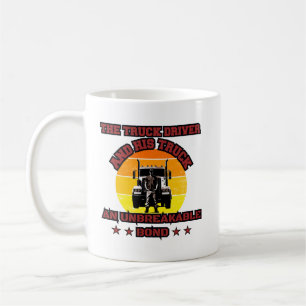 Lastwagenfahrer Male starke Anleiheentwicklung Kaffeetasse