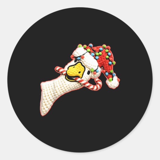 Latch Hook Faux Yarn Funny Goose Christmas Crochet Runder Aufkleber (Vorderseite)