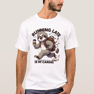 Late Late is my Cardio - Funny Sloth Comic art T-Shirt