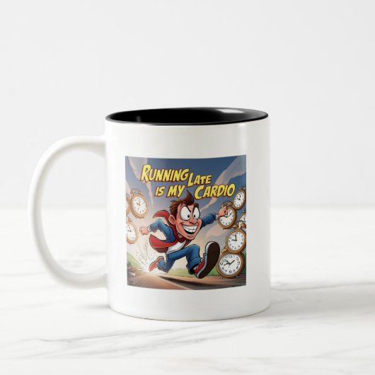 Late Late ist mein Cardio Zweifarbige Tasse (Links)