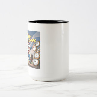 Late Late ist mein Cardio Zweifarbige Tasse