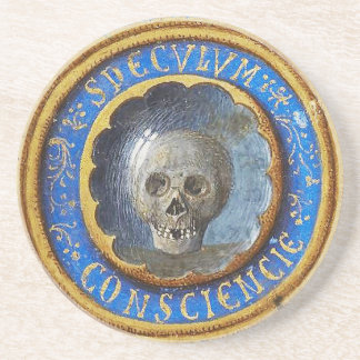 Late mittelalterlicher Manuskript-Skull Getränkeuntersetzer