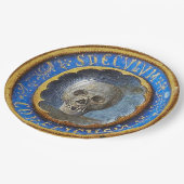 Late mittelalterlicher Manuskript-Skull Pappteller (Schrägansicht)