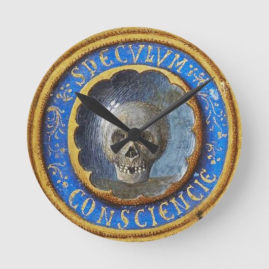 Late mittelalterlicher Manuskript-Skull Runde Wanduhr (Vorderseite)