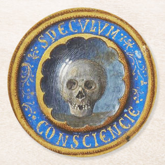 Late mittelalterlicher Manuskript-Skull Runder Pappuntersetzer