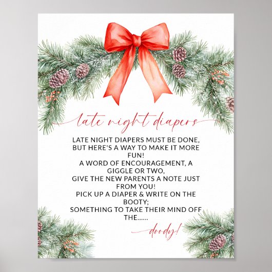 Late Night Diapers Christmas Baby Shower Poster (Vorne)