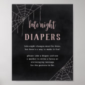 Late Night Diapers Halloween Baby Shower Sign Poster (Vorne)