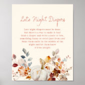 Late night Diapers Little pumpkin Baby Shower Sign Poster (Vorne)