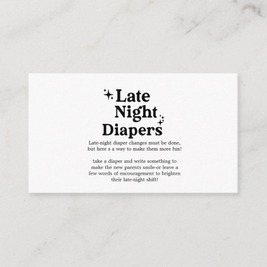 Late Night Diapers Sign, Diaper Thoughts Sign, Begleitkarte (Vorderseite)