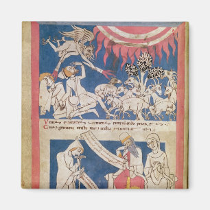 Latein 7253 15 675, f.4v: Job, der vom Gott Magnet