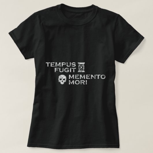 Latein Phrase Tempus Fugit Memento Mori T-Shirt (Design vorne)