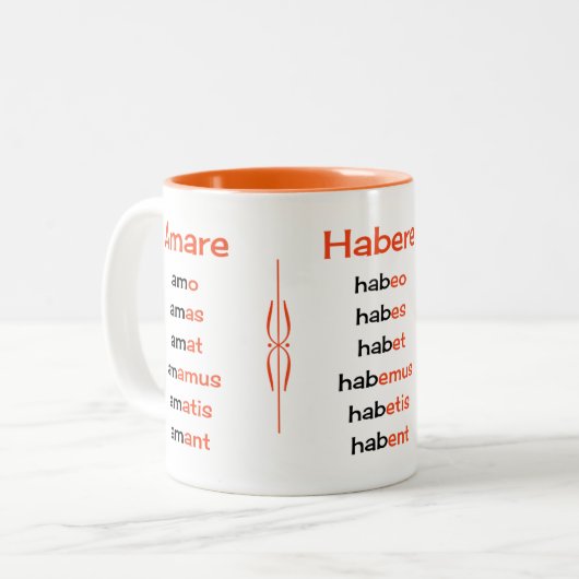 Latein-Verben-Lehrer oder -Schüler Zweifarbige Tasse (Vorderseite Links)