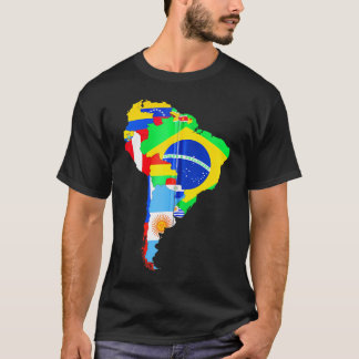 Lateinamerika Kontinentale Kartenflaggen T-Shirt