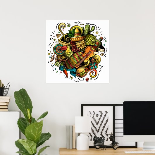 Lateinamerika/Mexiko Illustration Art Poster (Heimbüro)