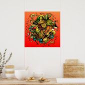 Lateinamerika/Mexiko Illustration Art Poster (Küche)