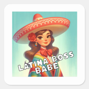Lateinamerikanische Chefin Latina-Business-Frau La Quadratischer Aufkleber