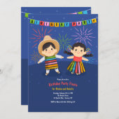 Lateinamerikanischer Kindergeburtstag Fiesta Einladung (Vorne/Hinten)