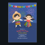 Lateinamerikanischer Kindergeburtstag Fiesta Einladung<br><div class="desc">Eine Geburtstagsfeier für Kinder mit einem Jungen und Mädchen in farbenfroher Kleidung mit Party-Flaggen und Feuerwerk. Geeignet für Junge oder Mädchen, Zwillinge oder Geschwister. Hintergrundvektor erstellt von freepik - www.freepik.com). () Die Karte ist leicht anzupassen mit Ihrem Wortlaut, Schriftart, Schriftart Farbe und Auswahl von sechs Papiertypen.() Nicht genau, was Sie...</div>