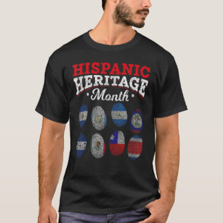Lateinische Länder Flaggen Fingerprint Hispanic He T-Shirt