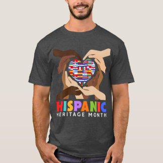 Lateinische Länder Herz Hände Flaggen Hispanic Her T-Shirt