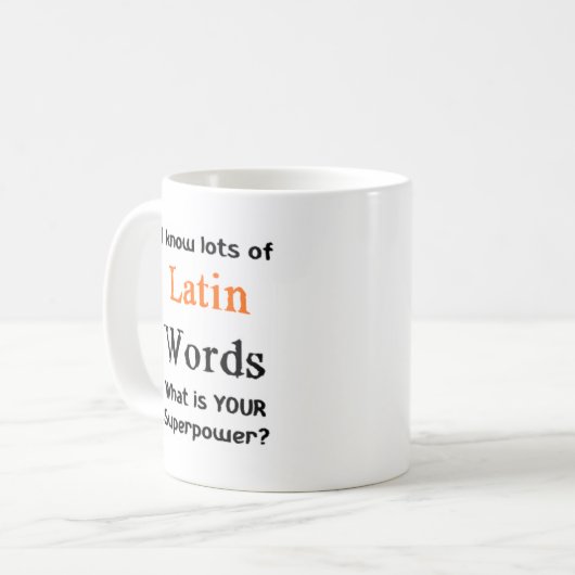 lateinische Wörter Kaffeetasse (Vorderseite Links)