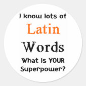 lateinische Wörter Runder Aufkleber (Vorderseite)