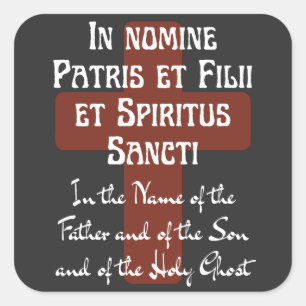 lateinisches Zeichen des Kreuzes im Namen des Vate Quadratischer Aufkleber