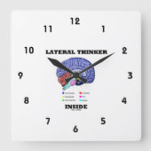 Lateraler Denker Inside Brain Geek Spaß Quadratische Wanduhr (Vorderseite)