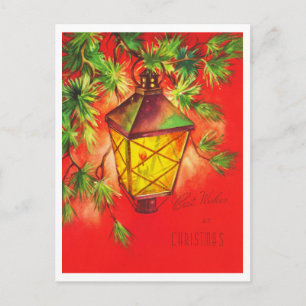 Laterne Beste Wünsche Weihnachten Retro 1950er Jah Postkarte