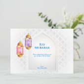 Laterne mit arabischem Muster und Fenster | weiß Einladung (Stehend Vorderseite)