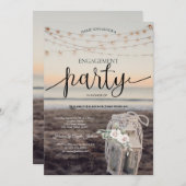 Laterne, String Lights,Blume,Beach Verlobung Einladung (Vorne/Hinten)