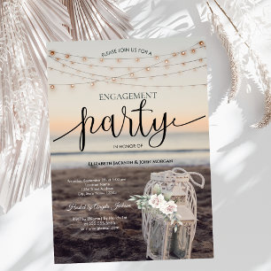 Laterne, String Lights,Blume,Beach Verlobung Einladung